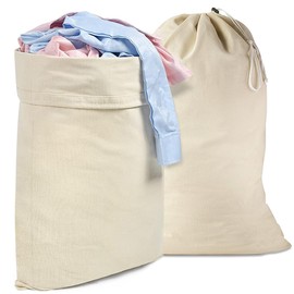 Paquete de 2 Bolsa de Lavandería de Algodón, Bolsa para Ropa Sucia con Cordón, Bolsas para Lavar Ropa de gran capacidad, Resistente A Desgarros, Apta para Hogar, Viaje, Universidad, Dormitorio.
