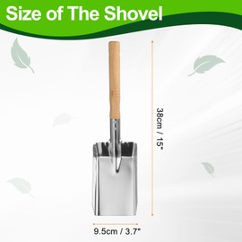 HARFINGTON Fireplace Ash Shovel 15" Stainless Steel Garden Shovel Dust Pan with Wooden Handle for Wood Stove Coal