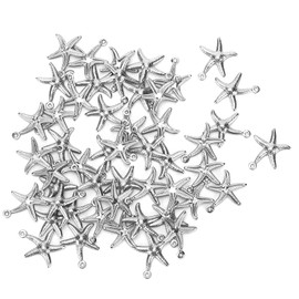 50Pcs Silver Starfish Pendants, 17.5mmx15.5mm Hollow Double Sided Unique Design Ocean Life Sea Animal Metal Charms for Jewelry Craft