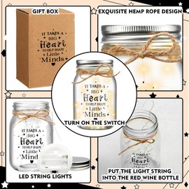Teacher Gifts for Women Men, Thank You Teacher Gifts Teacher Appreciation Gifts, LED Bottle Decorative Light Gifts for Teacher Christmas Leaving Gifts Presents Nursery Teacher Thank You Gifts