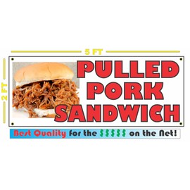 Pulled Pork Sandwich BBQ 2x5 Banner Sign Barbecue