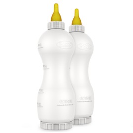 BESS Small Animal Nursing Bottle, No Leak Nipple with Insert, Wide Mouth Bottom Cap Easy Fill and Clean, Control Flow, Non-Collapsing (32oz, 2pk)