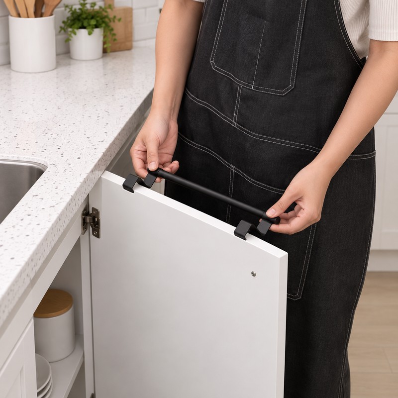 Over Cabinet Towel Rack for Towels and Rags – Punch-Free