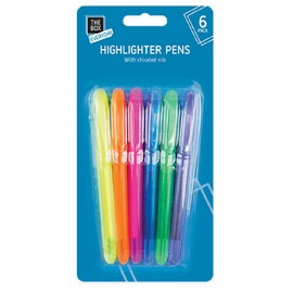 Fluorescent Highlighter Marker Pens 6 Pack Assorted Ink Colour Set