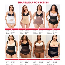 Nebility Shapewear for Women Tummy Control Bodysuit Faja Body Shaper Waist Trainer Snatched Corset Body Suit (Large,Beige)