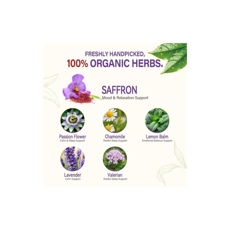 HerbOLITHIC Saffron Tea bags, Herbal Tea for Mood Support, Calm