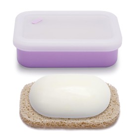 Leak Proof Travel Soap Case, Silicone Soap Dish Travel Soap Container with Draining Layer Portable Soap Box with lid Bar Soap Holder Soap Tray Savers for Bathroom, Shower, Travel, Gym, Camping, RV