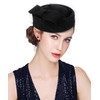 ELLYDOOR Wool Fascinator Hat Winter Wool Felt Pillbox Hat for