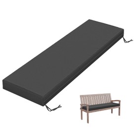 Tounosnt Outdoor Bench Cushion 60 X 18 X 3.5 Inch Thick Waterproof Patio Furniture Cushions, Patio Porch Swing Replacement Seat Pad with Tie Straps and Anti-Slip, for Backyard Garden, Grey