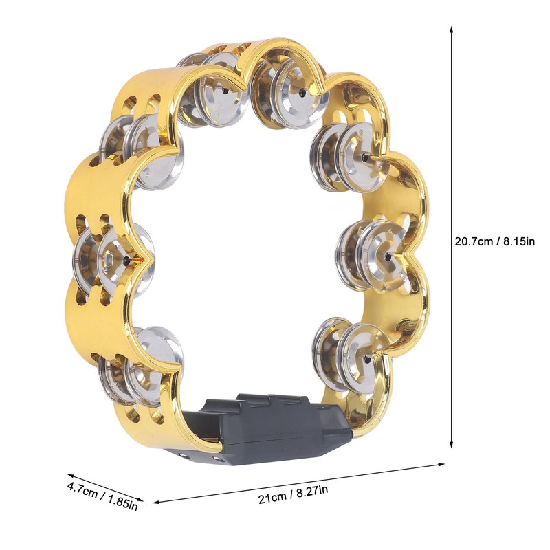 Tambourine Double Row Floral Design Percussion Jingles Hand Instrument for