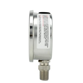 CARBO Instruments 2" Pressure Gauge, Stainless Steel Case, Chrome Plated Brass Connection, Liquid Filled, 0-6000 psi/kPa, Lower Mount 1/4" NPT