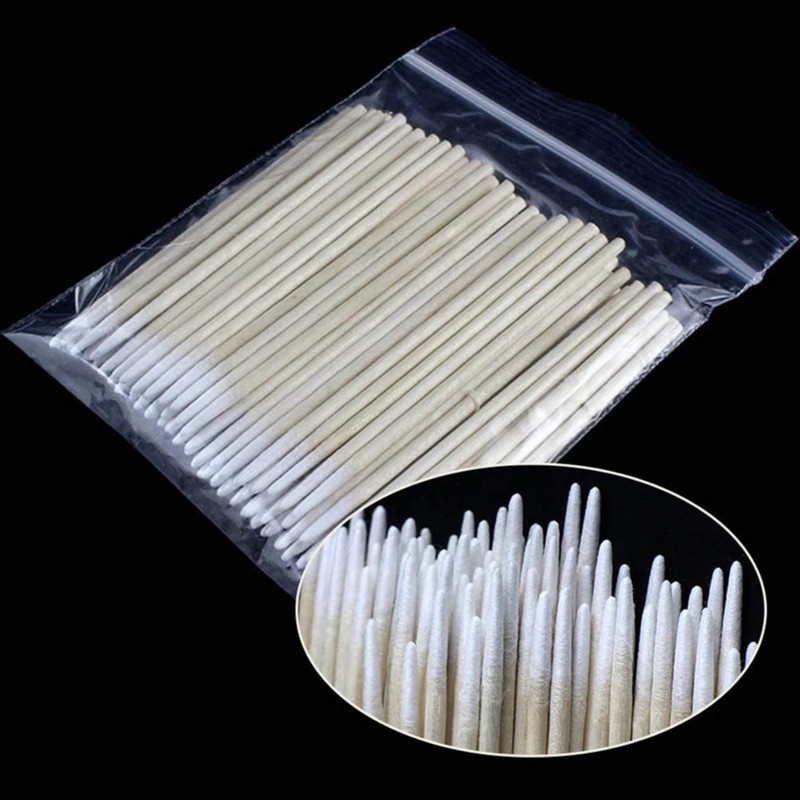 Wooden Pointed Head 300 Pieces Cotton Swabs 6.5cm Microblading 100%