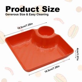ZUDKSUY 4 Pcs Veggie Platter Chips Dipping Dish L*W (7.28"*7.28") Serving Trays for Entertaining with Sauce Rack for Buffet Party Family Party (Mixed Colors)