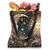 Heavenly Cosmic Day Night Sun Moon Stars Celestial Floral Tote