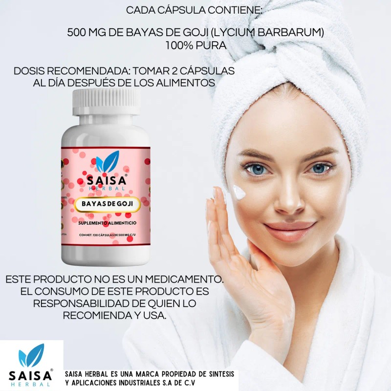 Bayas De Goji 100% Pura Con 120 Cápsulas | Suplemento