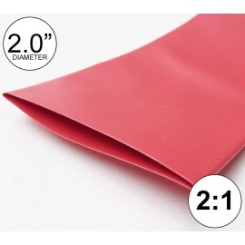 Salipt 2" ID Red Heat Shrink Tube 2:1 ratio 2.0" wrap (2x24"= 4 feet) inch/ft/to 50mm