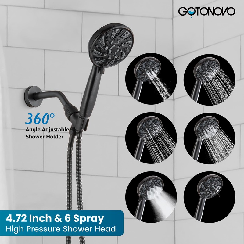 gotonovo Bathroom Shower Head Kit High Pressure Combo System Shower