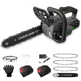 OJOYME 12" Cordless Electric Chainsaw with Brushless Motor, 2x4.0Ah Battery