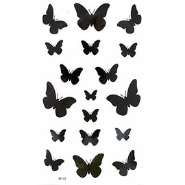 MapofBeauty Black Fly Butterfly Waterproof Temporary Tattoo Body Art Sticker(2 pcs/lot)