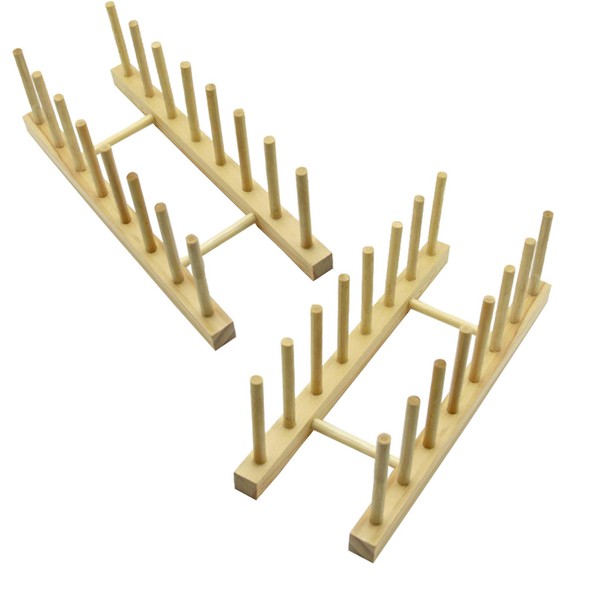SunnyZoo 7 Slot Wooden Dish Rack Plates Holder Kitchen Storage
