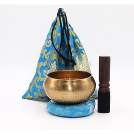 SANSKAR NEPAL Tibetan Hand Hammered Singing Bowl - 4 Inches - For Meditation, Yoga, Sound Therapy, Spiritual Healing, Prayer, Mind and Body Relaxation (SKY BLUE)