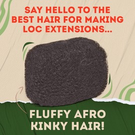 Locsanity Afro Kinky 100% Bulk Natural Human Hair - Braiding Hair for Dreadlocks, Loc Repair, Dreadlock Extensions, Twists, Braids - 16 Inches Long, 1 Oz