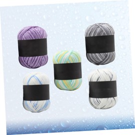 Ciieeo 5rolls Gradient Cotton Yarn Knitting and Crochet Thread for Projects Gray White for Blankets Toys and Accessories