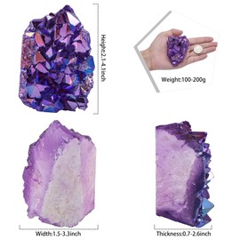 SUNYIK Purple AB Titanium Coated Rock Quartz Cluster Irregular Crystal Geode Stone Specimen Decor for Home Office Meditation, 2.1-4.1"