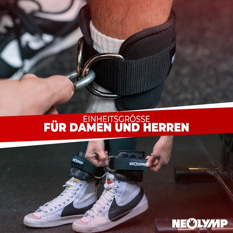 NEOLYMP Foot Straps Cable Pull (Black) - Safe Workout -