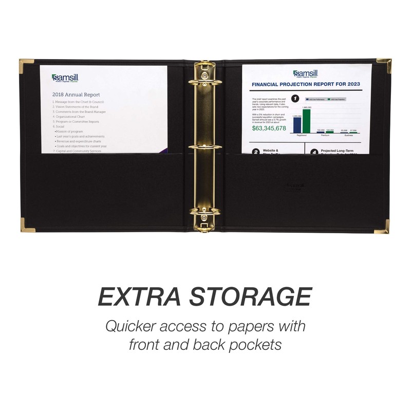 Samsill Classic Collection Leather 3 Ring Binder, Executive Presentation Portfolio,