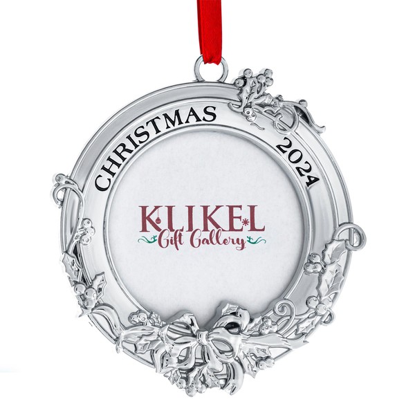 Klikel Christmas Photo Ornament 2024 - Photo Frame Silver Christmas