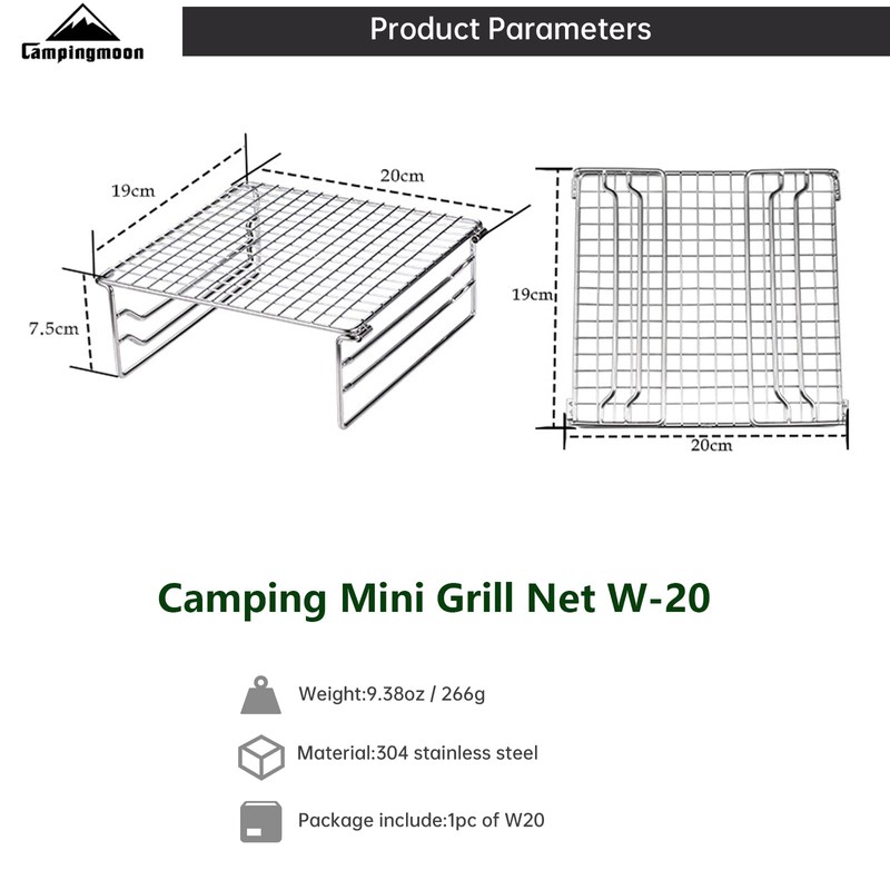 Campingmoon Portable Camping Grill BBQ Stand Compact Mini Stainless Steel