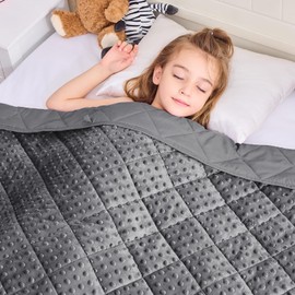 Grey Weighted Blanket Kids 10lbs, 40"x60", Breathable Cooling Minky Heavy Throw Blanket for 80-120lbs, Soft Winter Thick Big Blankets Weighted Comforter Gift for Sleeping