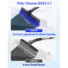 HEEYA Car Scraper with 12.6 Inch Large Brush Head, Extendable Snow Scraper for Windshield Window, Snow Brush and Ice Scraper for SUV Truck Automobile Vehicle - Blue