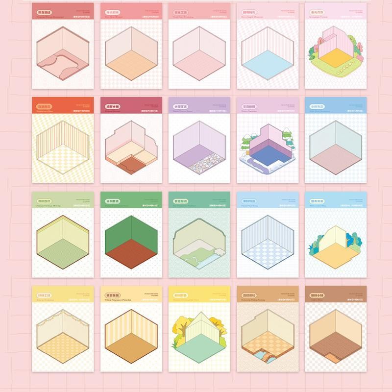 3D Scene Sticker Book, 49pcs/set Cute Cartoon Creative Sticker, DIY
