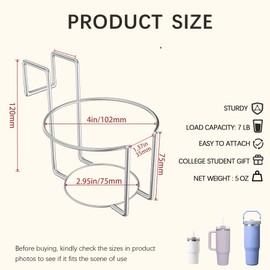 Cup Holder for Bed (Diameter: 4IN) Drink Holder Water Bottle/Glass Organizer for Wood Dorm Room Bunk Bed Crib, Metal Toddle Bed,Loft Bedside, Headbed, Car,Office Desk Partition