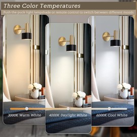 KELUOLY Battery Operated Wall Sconces Set of 2, Modern Wireless Black Wall Lights Fixtures,Cordless Wall lamp with Memory Function, with Remote Control Apply to Bedroom, Living Room, Corridor Stairs