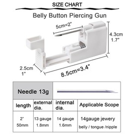 QWALIT Belly Button Piercing Kit Gun Belly Piercing Kit Belly Button Piercing Gun Navel Piercing Kit Belly Button Ring Piercing Kit Silver Belly Piercing Gun
