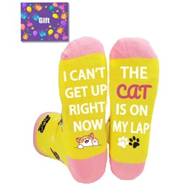 PartyGalore Cat Socks for Women with Gift Box, Funny Cat Mom Socks, Cat Mom Christmas Gift for Women Mom Grandma Her, Cat Gifts for Cat Lovers