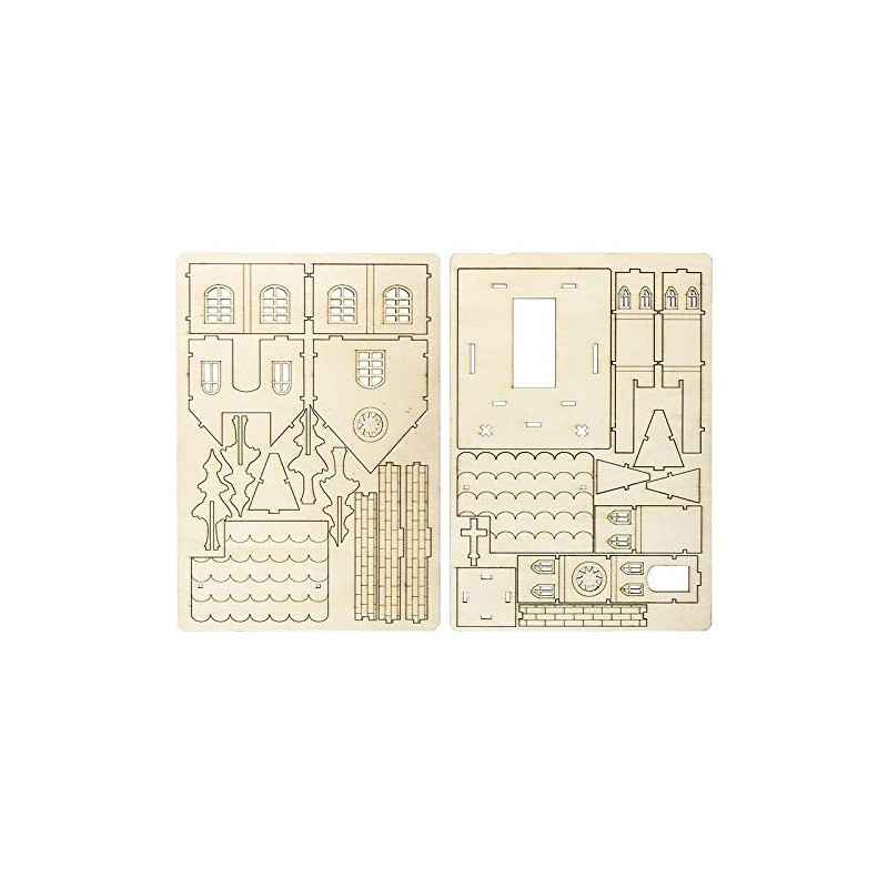 Wooden Church to Assemble 22.5cm x 11.5cm x 13.5cm