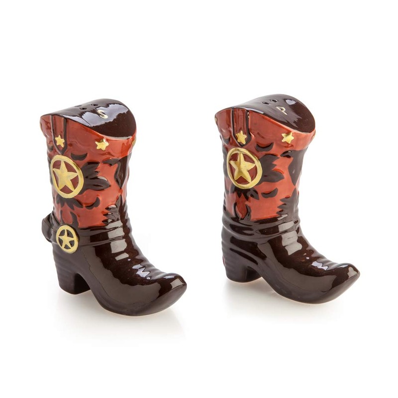 MDI Australia TJ-SP_CB Cowboy Boots Salt & Pepper Set, Brown