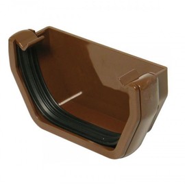 FLOPLAST 114mm Square Gutter External Stop End - Brown