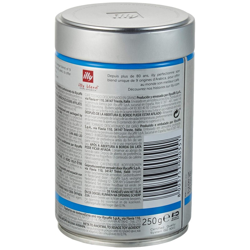 Illy Espresso 12 x 250 g Beans Decaffeinated