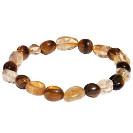 XHUUU Irregular Citrine/Tiger's Eye Beaded Bracelets Tumbled Crystals Stretch Wealth Good Lucky Bracelets for Women and Men Jewelry