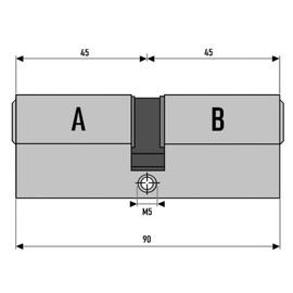 1 x Profile Cylinder 90 mm 45/45 mm + 5 Keys Cylinder Door Different Locking