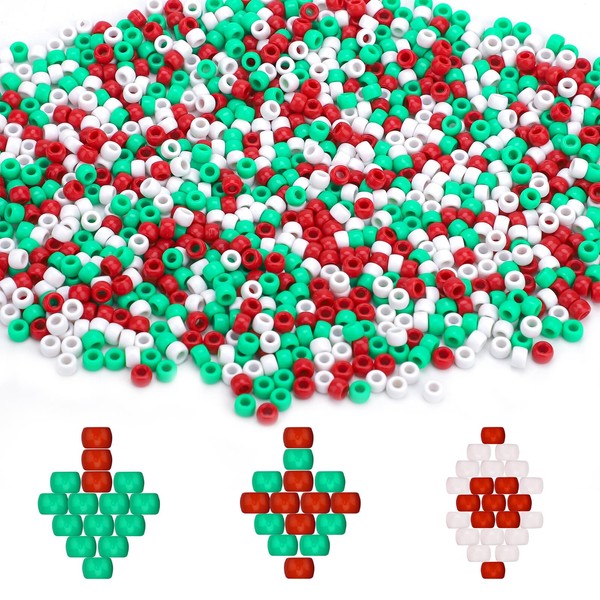 1000pcs Christmas Pony Beads, Cute Small Christmas Craft Beads Christmas