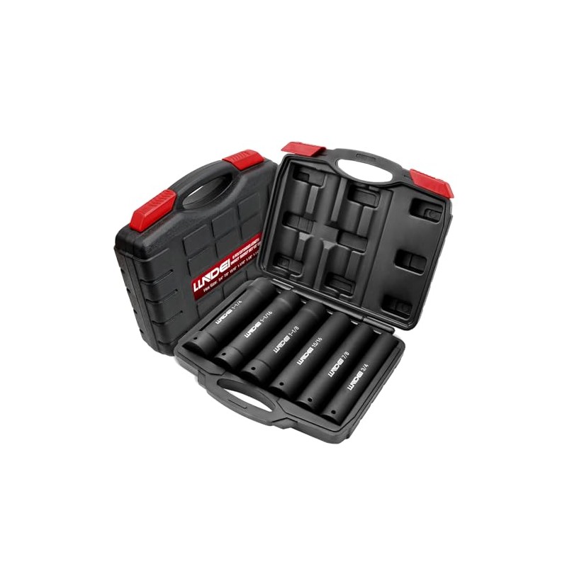 LLNDEI 1/2 Inch Drive Extended Length Impact Socket Set 6PCS
