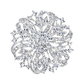 EVER FAITH® österreichische Kristall Vintage Retro-StilRot Blume Hochzeit Brosche klar Silber-Ton A02444-2