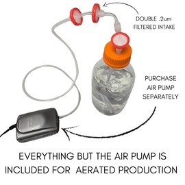 1L Autoclavable Liquid Culture Bottle Kit — GL45 Filter Lid, Mini Airlift Bioreactor for Aerated Mushroom LC, Spirulina, Yeast/Wort, Fermentation — Reusable, Lab-Grade