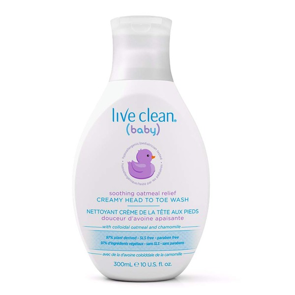 Live Clean Baby Creamy Head-to-Toe Wash, Soothing Oatmeal Relief, 300 mL